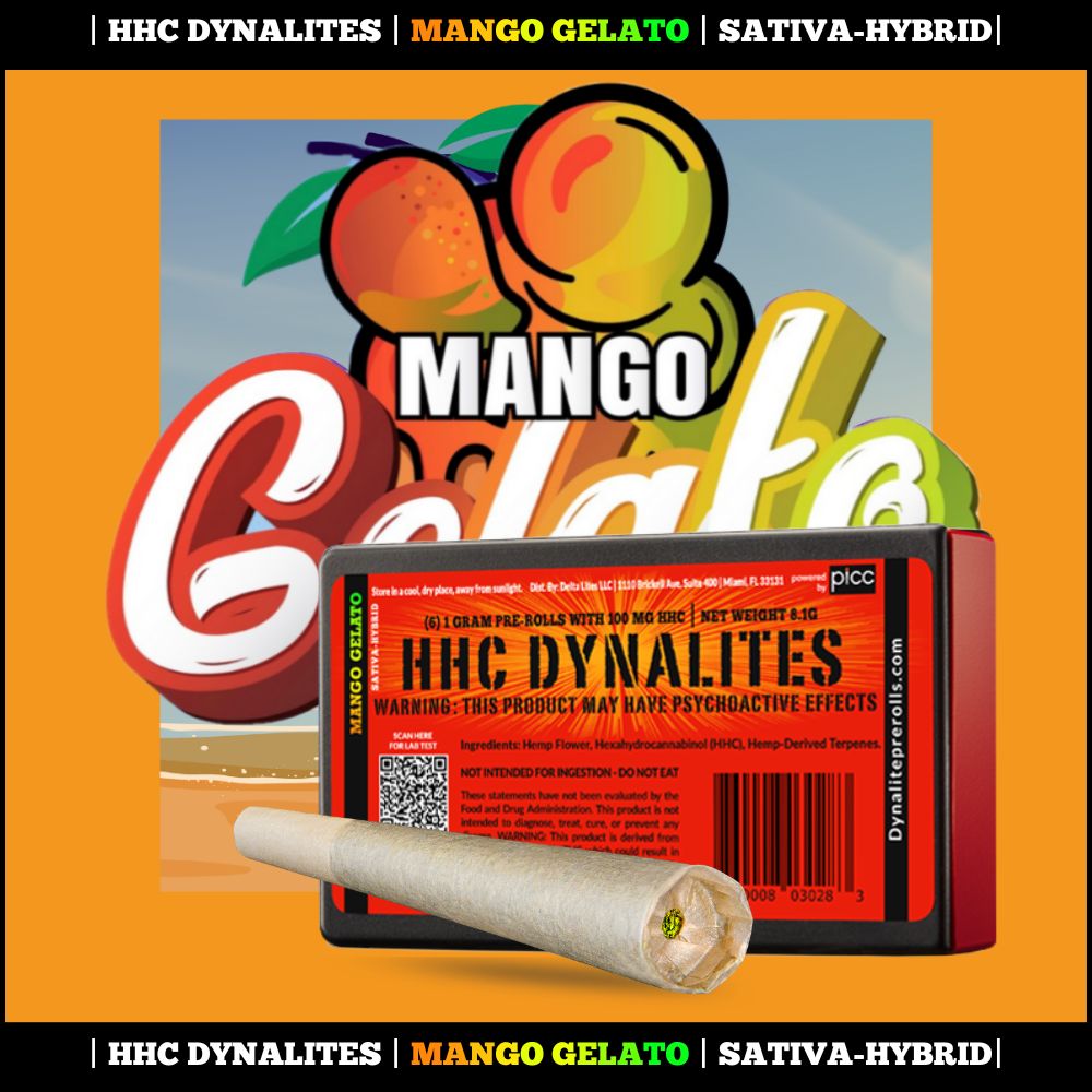 HHC Dynalites Mango Gelato Invigorating Hexahydrocannabinol Infused hhc-dynalites-mango-gelato-invigorating-hexahydrocannabinol-infused
